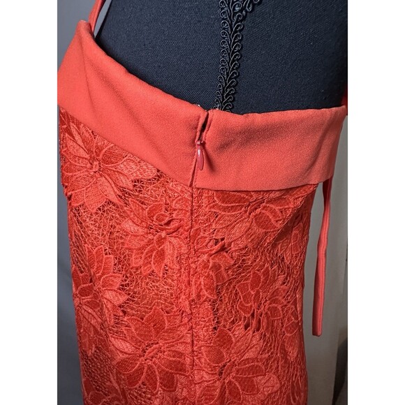 Banana Republic Lace Shift Dress‎ Giant Bow Back Orange Red Women's SIZE 6 - Picture 7 of 15